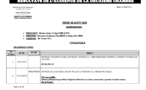 Tribunal du Commerce: Délibérés des Audiences de la 2e Chambre du mercredi 21 août 
