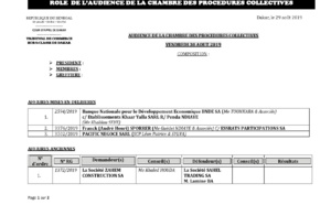 Tribunal du Commerce: Audiences de la chambre des Procédures Collectives de ce vendredi 30 août 