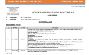 Tribunal du Commerce: Délibérés des Audiences de Référés du lundi 28 octobre