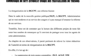 Réorganisation de la DGCPT: Les travailleurs ruent dans les brancards