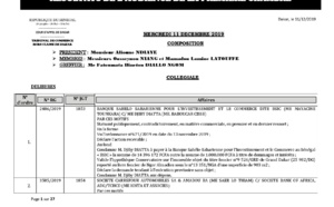 Tribunal du Commerce: Délibérés des Audiences du mercredi 11 décembre