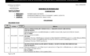 Tribunal du Commerce: Délibérés des Audiences de la Première Chambre du mercredi 5 février