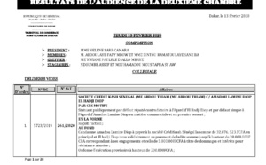 Tribunal du Commerce: Délibérés des Audiences de la 2e Chambre du jeudi 13 février