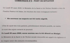 6 nouveaux cas suspects testés négatifs