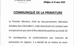 Covid19- Déclaré positif: Le Premier ministre ivoirien Gon Coulibaly s'auto-confine après voir été en contact avec une personne