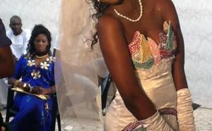 Le mannequin Sophia Thiam en robe de mariée