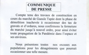 Covid-19: le marché de Gueule-Tapée fermé