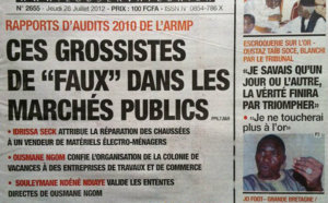 A la Une du Journal L'Observateur du 26 Juillet