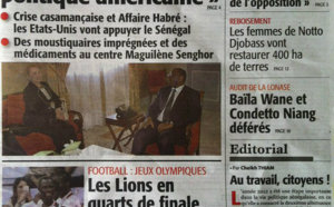 A la Une du Journal Le Soleil du 02 Août