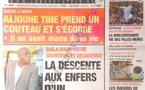 A la Une du Journal L'Observateur du 04 Août