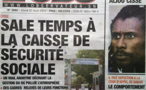 A la Une du Journal L'Observateur du 07 Août