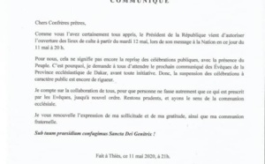Réouverture des lieux de culte: L’évêque de Thiès maintient la suspension des célébrations publiques