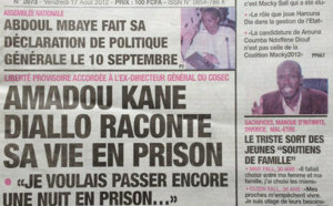 A la Une du Journal L'Observateur du 17 Août