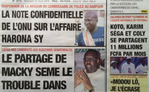 A la Une du Journal L'Observateur du 22 Août