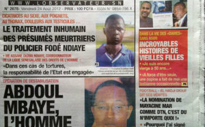 A la Une du Journal L'Observateur du 24 Août