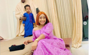 Korité: Admirez  la belle tenue de Alima de la série Adia, en compagnie de son mari et de son fils!