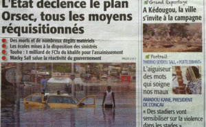 A la Une du Journal Le Soleil du 27 Août