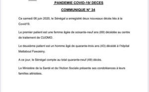 Pandémie de la COVID-19: Deux nouveaux décès enregistrés ce samedi 