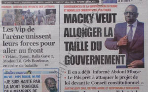 A la Une du Journal L'Observateur du 14 Septembre 