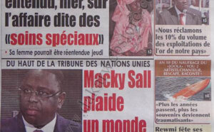 A la Une du Journal Rewmi Quotidien du 26 Septembre 