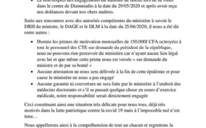 Covid-19: Les médecins doctorants de Diamniadio et de Dalal Jam, arrêtent toute activité de prestation médicale