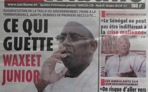 A la Une du Journal La Tribune du 02 Octobre 