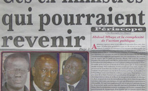 A la Une du Journal L'Office du 04 Octobre 