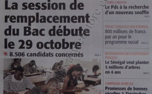 A la Une du Journal Le Soleil du 08 Octobre 