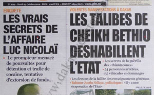 A la Une du Journal L'Observateur du 23 Octobre 