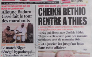 A la Une du Journal L'Observateur du 05 Novembre