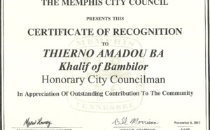 En visite aux Usa : Le Khalif de Bambilor THIERNO AMADOU BA, conseiller municipal d’honneur de la ville de Memphis