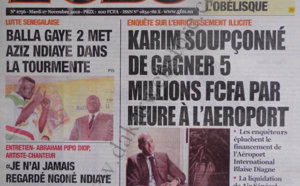 A la Une du Journal L'observateur du 27 Novembre
