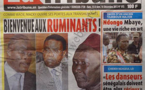 A la Une du Journal La Tribune du Samedi 15 Décembre 2012