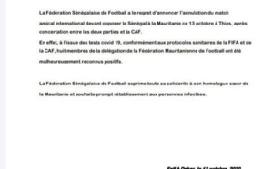Le match Sénégal-Mauritanie annulé