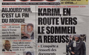 A la Une du Journal L’Observateur du Vendredi 21 décembre 2012