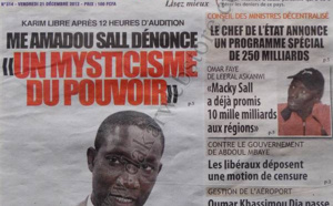 A la Une du Journal Direct Info du Vendredi 21 décembre 2012