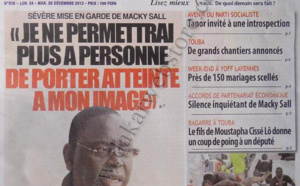 A la Une du Journal Direct Info du lundi 24 Décembre 2012