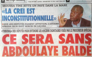 A la Une du Journal L'As du lundi 07 janvier 2013