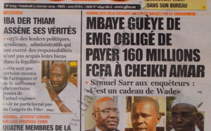 A la Une du Journal L'observateur du vendredi 11 janvier 2013