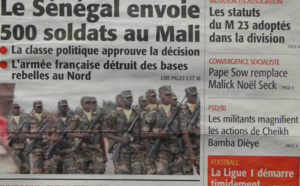A la Une du Journal Le Soleil du lundi 14 janvier 2013