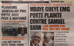 A la Une du Journal L'Observateur du mardi 15 janvier 2013