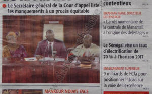 A la Une du Journal Le Soleil du jeudi 17 janvier 2013
