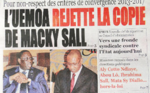 A la Une du Journal Le Quotidien du vendredi 18 janvier 2013