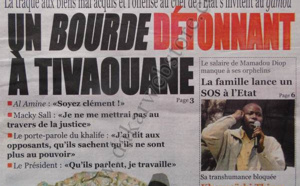 A la Une du Journal Le Quotidien du mardi 22 janvier 2013