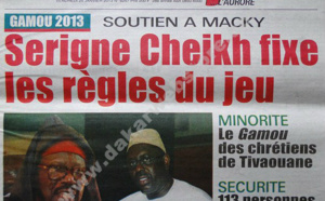 A la Une du Journal Walfadjri du vendredi 25 janvier 2013
