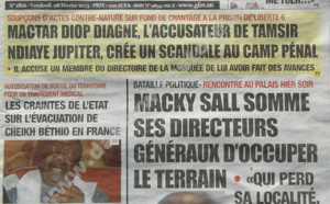 A la Une du Journal L'Observateur du vendredi 08 février 2013