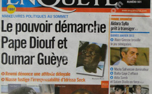 A la Une du Journal EnQuête du lundi 11 février 2013