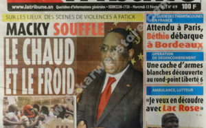 A la Une du Journal La Tribune du mercredi 13 février 2013