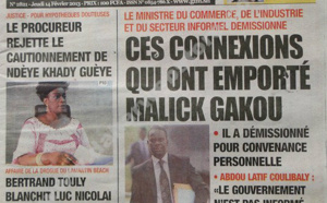 A la Une du Journal L'Observateur du jeudi 14 février 2013