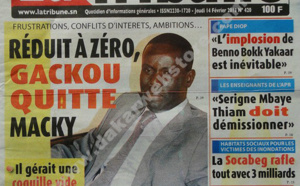 A la Une du Journal La Tribune du jeudi 14 février 2013